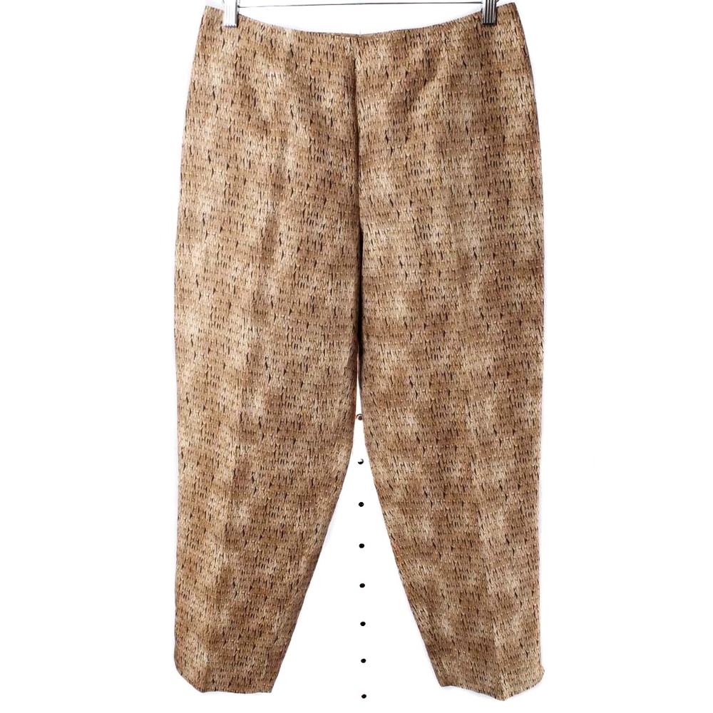DANA BUCHMAN Lattice Print Linen & Silk Blend Cropped Pants Size Women's 10